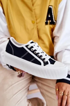 Clearance Boto Niskie Trampki Na Platformie Czarne Mischa