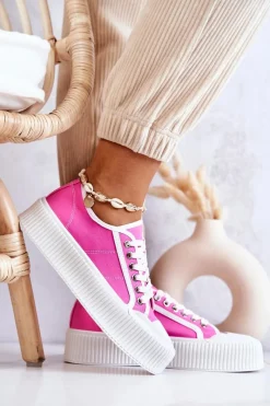 Online Niskie Trampki Na Platformie Różowe Mischa Damskie Trampki Damskie Niskie