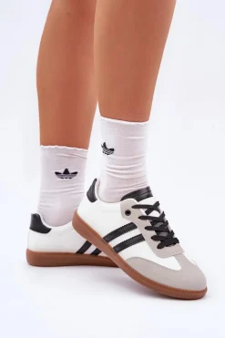 Online Boto Niskie Trampki Tenisówki Damskie Biało-Czarne Loredis