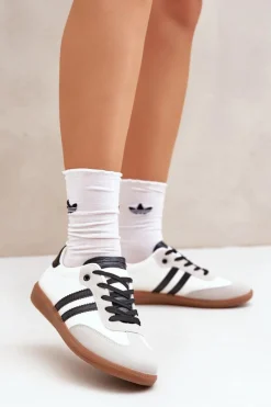 Online Boto Niskie Trampki Tenisówki Damskie Biało-Czarne Loredis