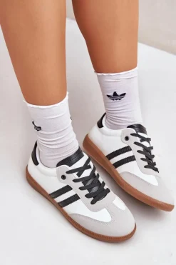 Online Boto Niskie Trampki Tenisówki Damskie Biało-Czarne Loredis