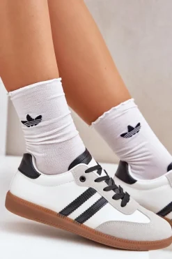 Online Boto Niskie Trampki Tenisówki Damskie Biało-Czarne Loredis