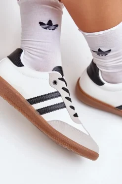 Online Boto Niskie Trampki Tenisówki Damskie Biało-Czarne Loredis