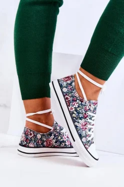 Discount Niskie Trampki W Kwiaty Zielone Desiree Damskie Trampki Damskie Niskie