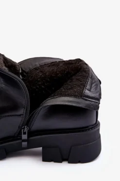 Sale Boto Niskie Zdobione Skórzane Botki Z Suwakiem Czarne Escika