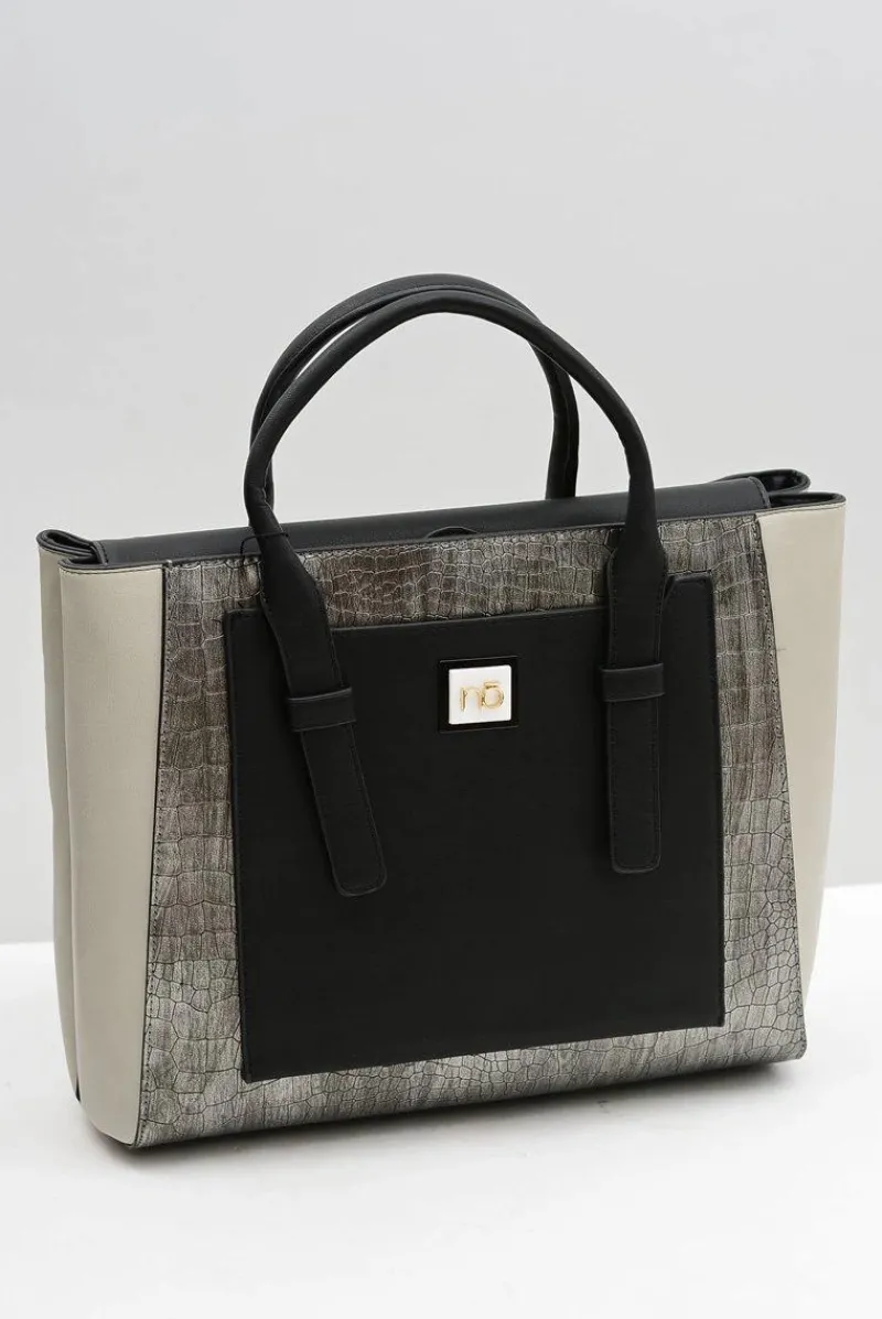 Torebki Nobo>Nobo Damska Duża Czarna Torebka Aktówka Skóra Węża