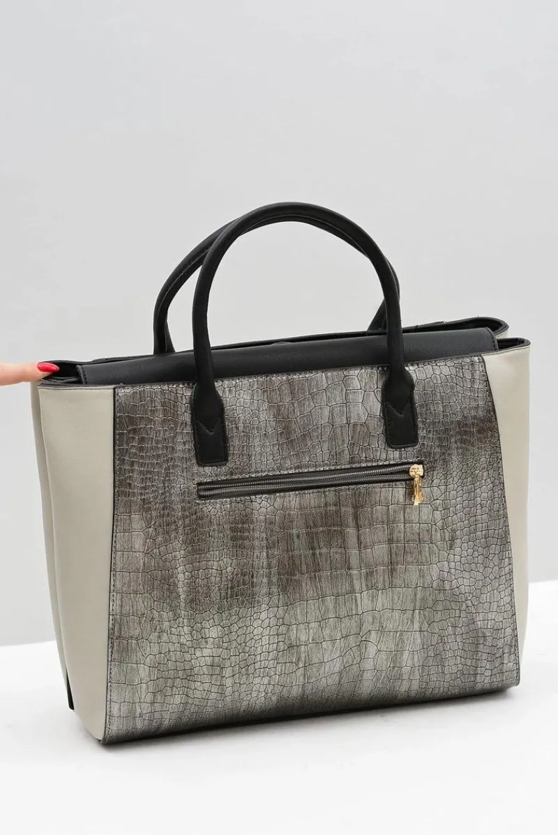 Torebki Nobo>Nobo Damska Duża Czarna Torebka Aktówka Skóra Węża