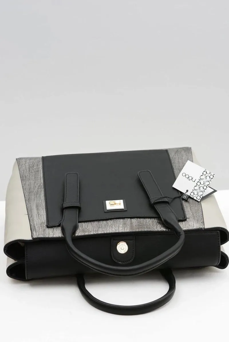 Torebki Nobo>Nobo Damska Duża Czarna Torebka Aktówka Skóra Węża