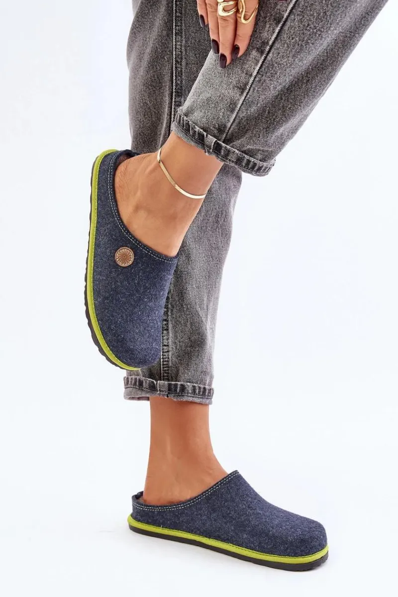 Outlet INBLU Obuwie Domowe Damskie Kapcie CS000039 Granatowe Niebieski