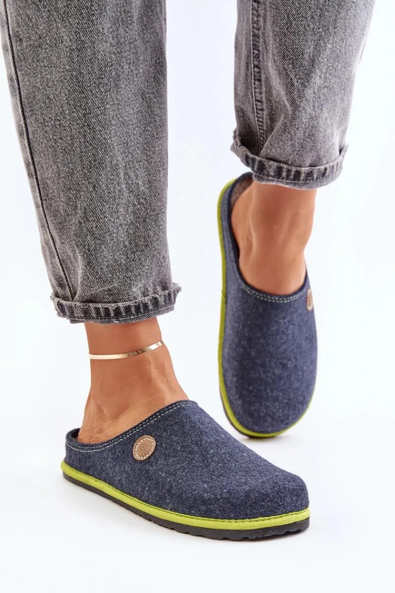 Outlet INBLU Obuwie Domowe Damskie Kapcie CS000039 Granatowe Niebieski