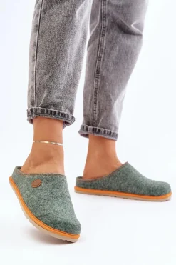 Online Obuwie Domowe Damskie Kapcie CS000039 Zielone Damskie Kapcie Klasyczne|Klapki Damskie Klasyczne