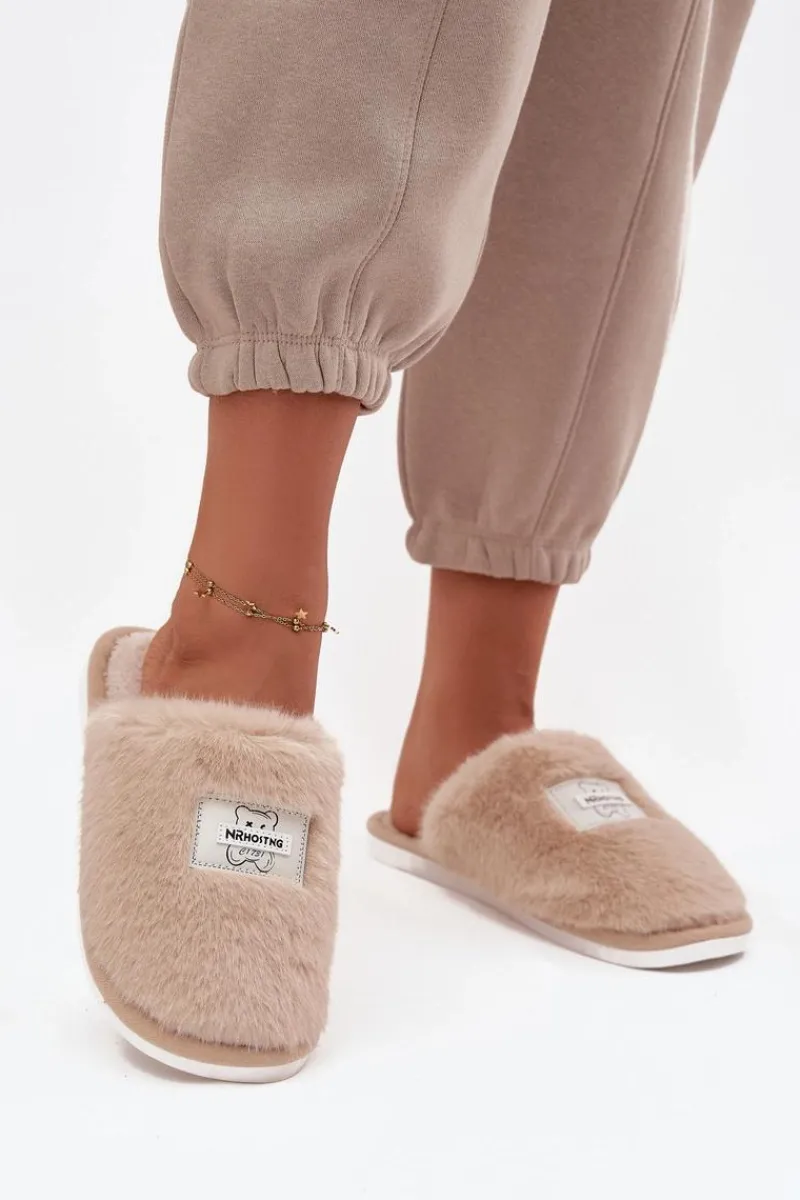 Best Obuwie Domowe Kapcie Damskie Futrzane Beżowe Maelis Damskie Kapcie Klasyczne