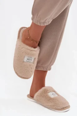 Best Obuwie Domowe Kapcie Damskie Futrzane Beżowe Maelis Damskie Kapcie Klasyczne