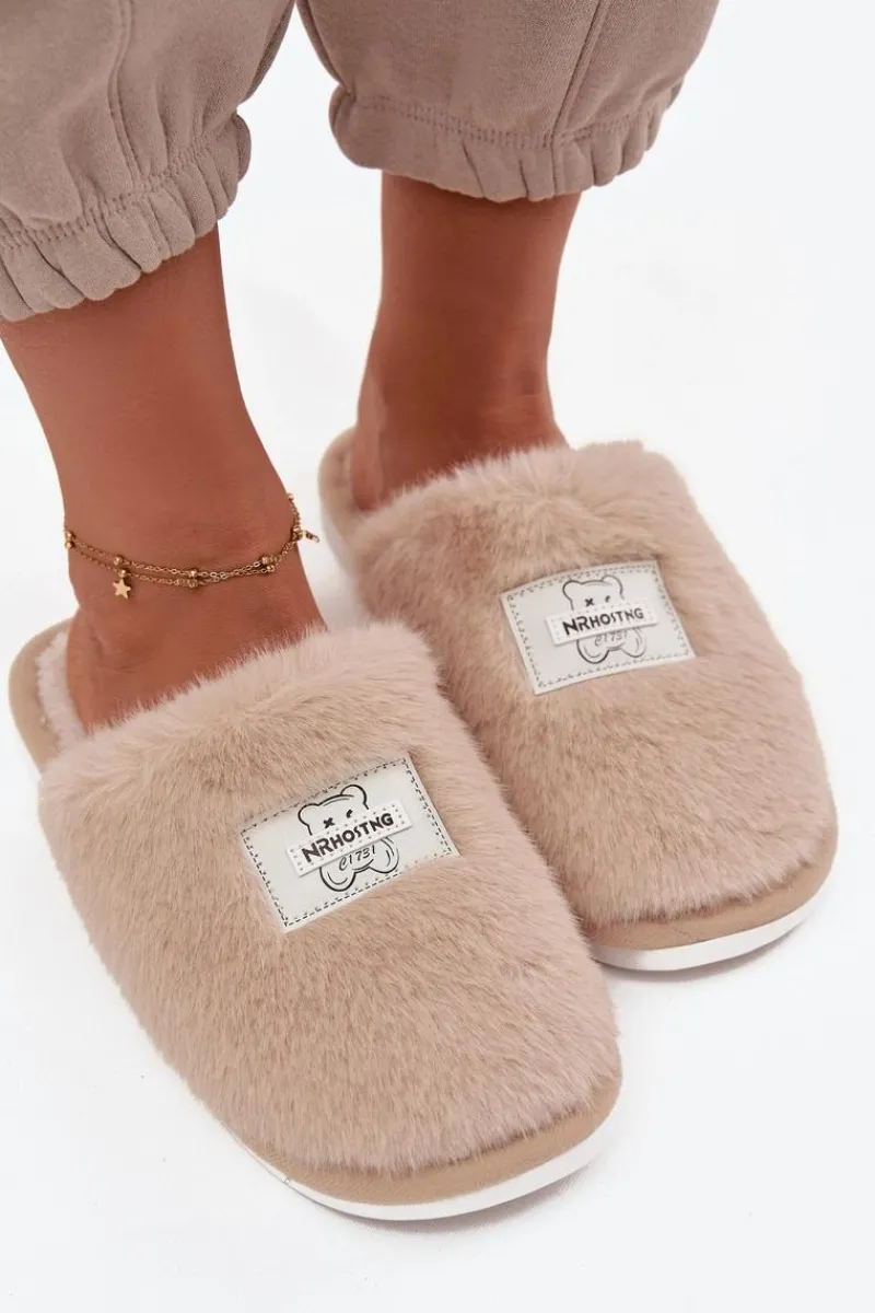 Best Obuwie Domowe Kapcie Damskie Futrzane Beżowe Maelis Damskie Kapcie Klasyczne