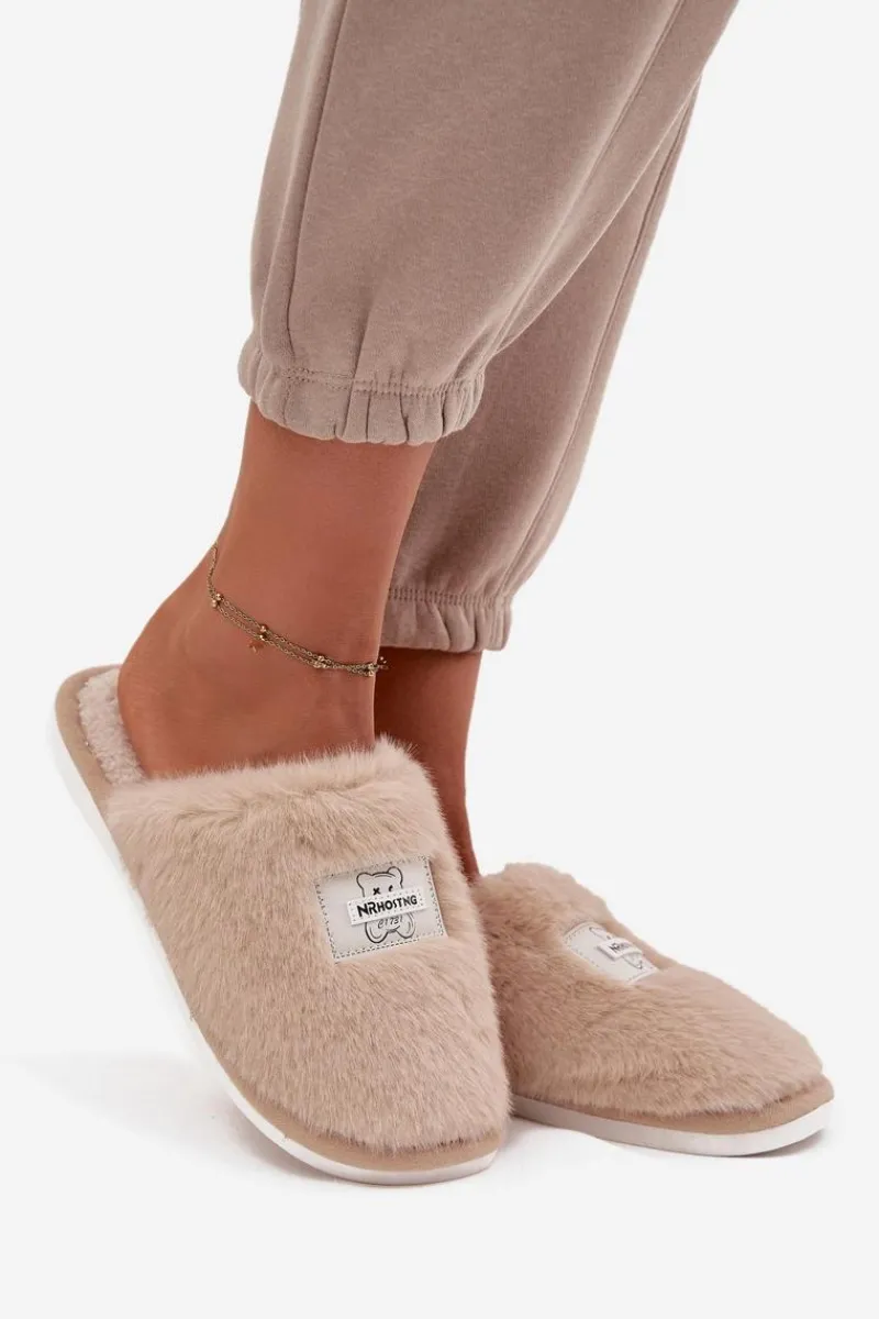 Best Obuwie Domowe Kapcie Damskie Futrzane Beżowe Maelis Damskie Kapcie Klasyczne