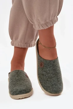 Hot INBLU Obuwie Domowe Kapcie Damskie CS000047 Zielone Zielony