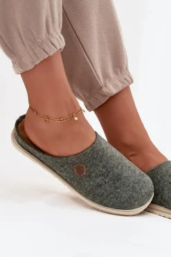 Hot INBLU Obuwie Domowe Kapcie Damskie CS000047 Zielone Zielony