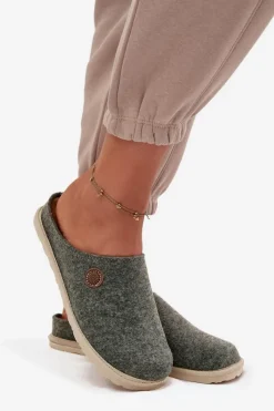 Hot INBLU Obuwie Domowe Kapcie Damskie CS000047 Zielone Zielony