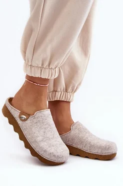 Kapcie Klasyczne|Klapki Damskie Klasyczne>INBLU Obuwie Domowe Kapcie Damskie Profilaktyczne DK000011 Beżowe