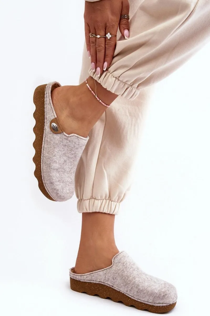 Kapcie Klasyczne|Klapki Damskie Klasyczne>INBLU Obuwie Domowe Kapcie Damskie Profilaktyczne DK000011 Beżowe