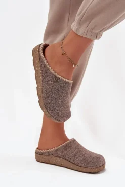 Kapcie Klasyczne|Klapki Damskie Klasyczne>INBLU Obuwie Domowe Kapcie Damskie ED000031 Beżowe