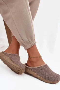 Kapcie Klasyczne|Klapki Damskie Klasyczne></noscript>INBLU Obuwie Domowe Kapcie Damskie ED000031 Beżowe