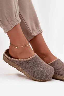 Kapcie Klasyczne|Klapki Damskie Klasyczne></noscript>INBLU Obuwie Domowe Kapcie Damskie ED000031 Beżowe