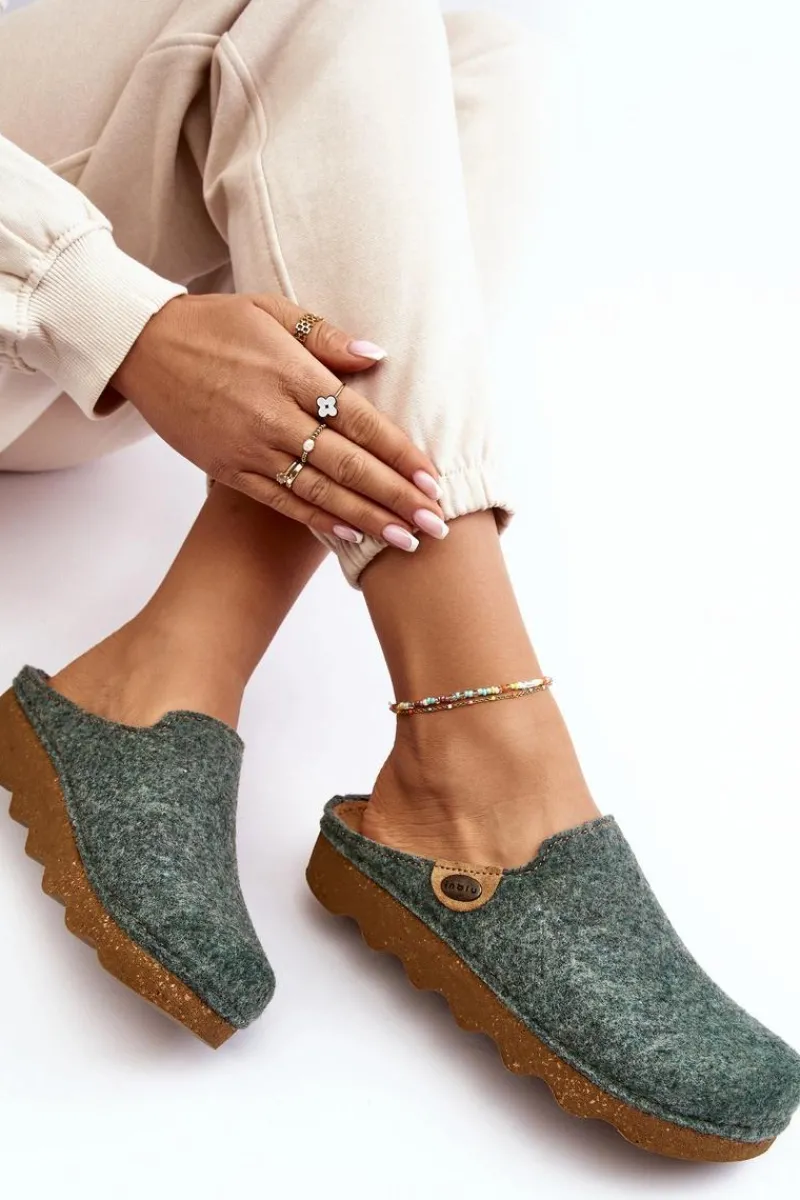 Kapcie Klasyczne|Klapki Damskie Klasyczne>INBLU Obuwie Domowe Kapcie Damskie Profilaktyczne DK000011 Zielone