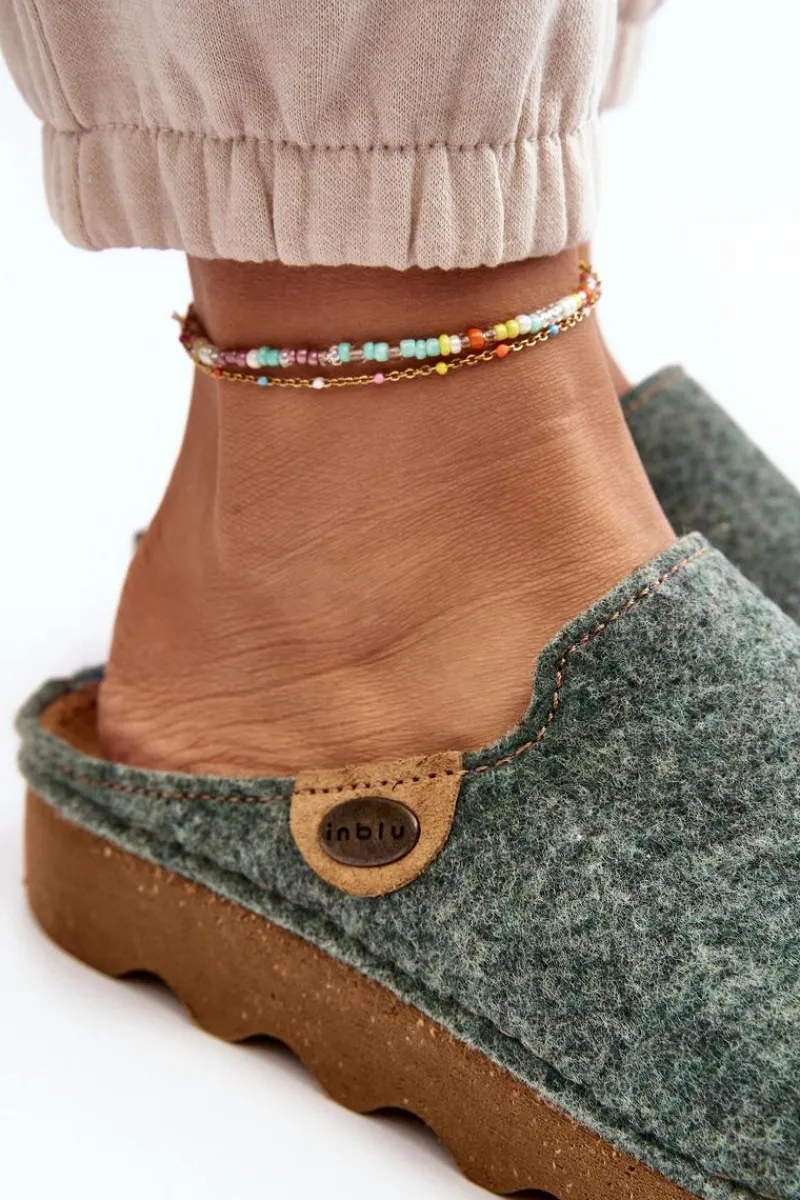 Kapcie Klasyczne|Klapki Damskie Klasyczne>INBLU Obuwie Domowe Kapcie Damskie Profilaktyczne DK000011 Zielone