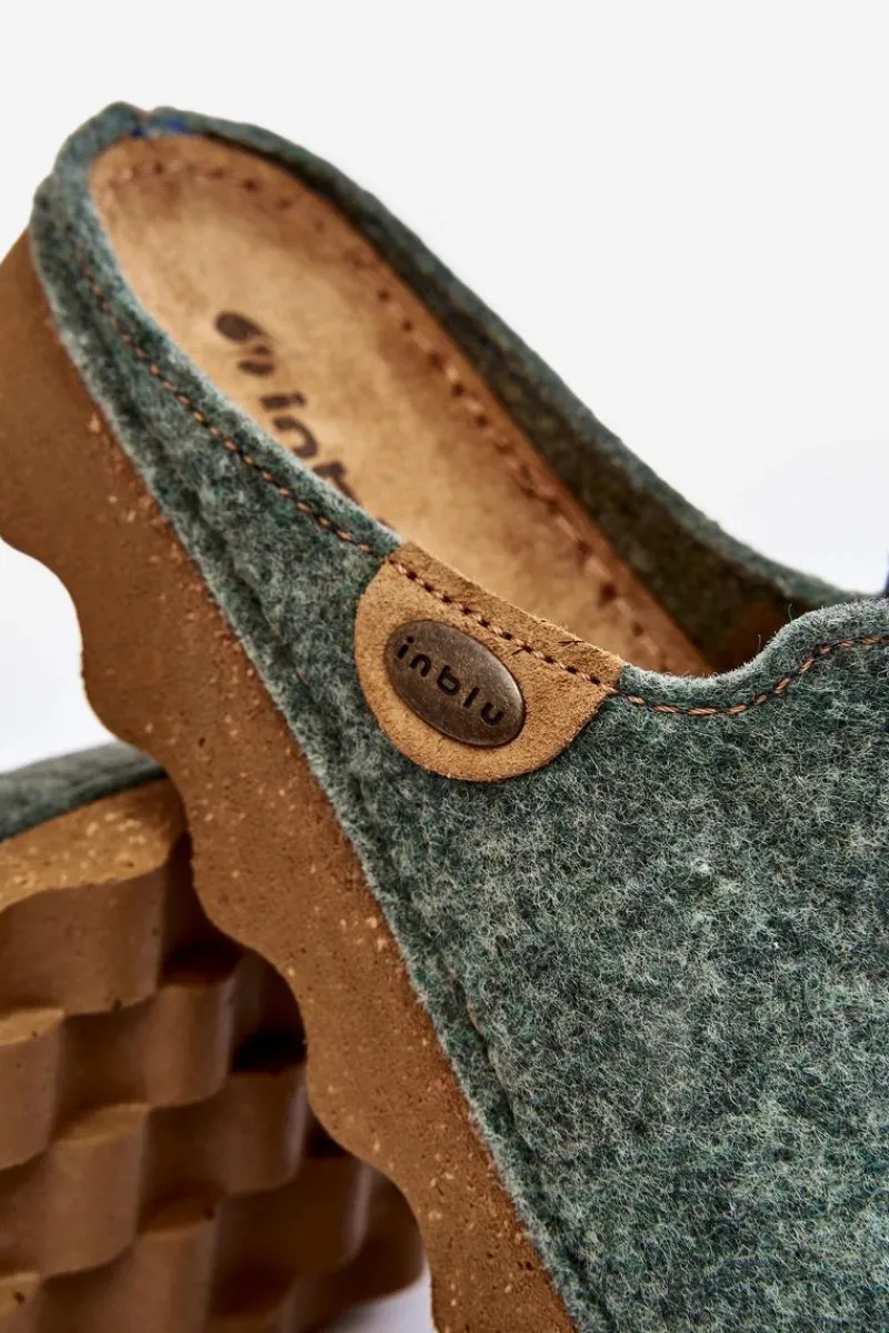 Kapcie Klasyczne|Klapki Damskie Klasyczne>INBLU Obuwie Domowe Kapcie Damskie Profilaktyczne DK000011 Zielone