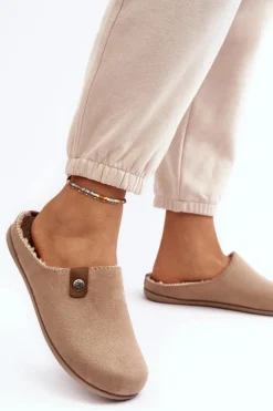 Sale Obuwie Domowe Kapcie Damskie GF000011 Beżowe Damskie Kapcie Klasyczne|Klapki Damskie Klasyczne