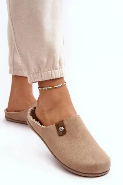 Sale Obuwie Domowe Kapcie Damskie GF000011 Beżowe Damskie Kapcie Klasyczne|Klapki Damskie Klasyczne