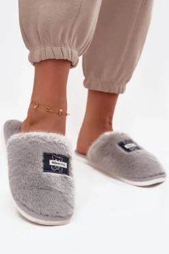Kapcie Klasyczne>Boto Obuwie Domowe Kapcie Damskie Futrzane Szare Maelis Szary