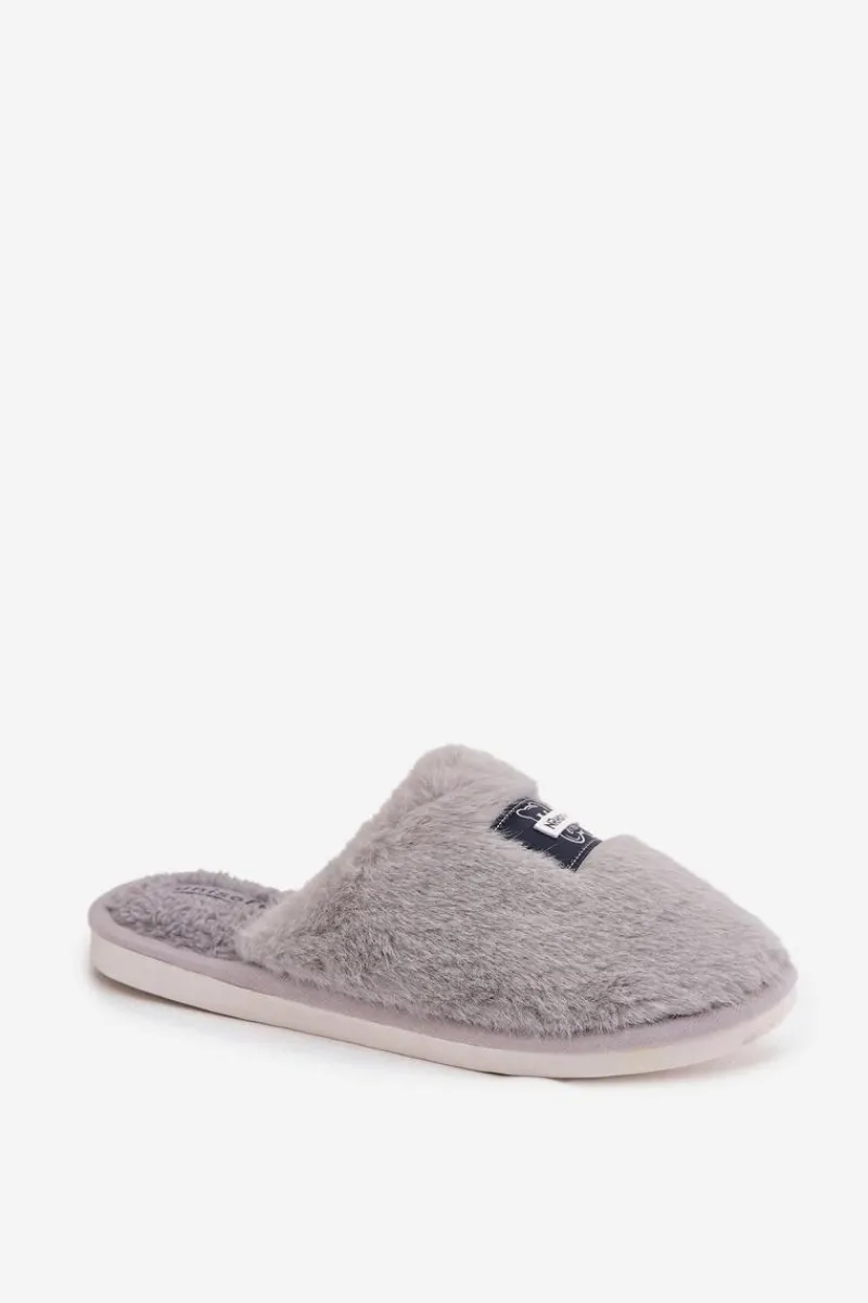 Kapcie Klasyczne>Boto Obuwie Domowe Kapcie Damskie Futrzane Szare Maelis Szary
