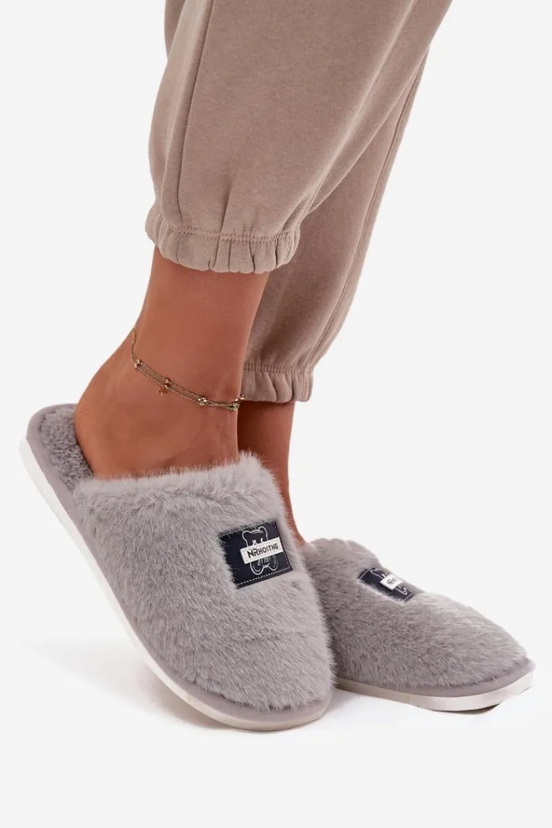 Kapcie Klasyczne>Boto Obuwie Domowe Kapcie Damskie Futrzane Szare Maelis Szary