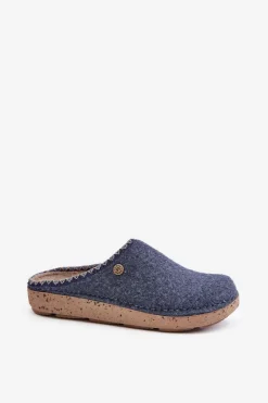 Discount Obuwie Domowe Kapcie Damskie ED000018 Grnatowe Damskie Kapcie Klasyczne|Klapki Damskie Klasyczne