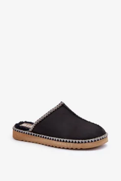 Hot INBLU Obuwie Domowe Kapcie Z Haftem Damskie EY000028 Czarne Czarny