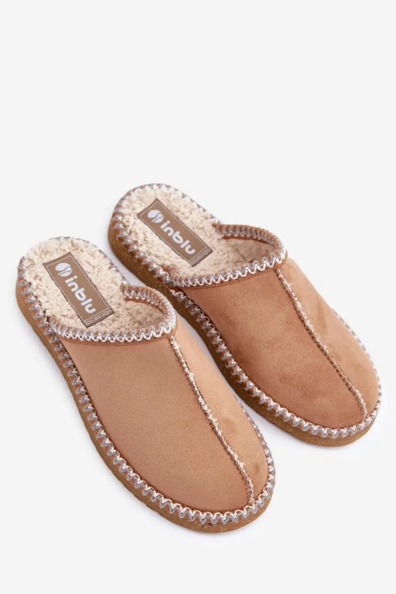 Kapcie Klasyczne|Klapki Damskie Klasyczne>INBLU Obuwie Domowe Kapcie Z Haftem Damskie EY000028 Camel Brązowy