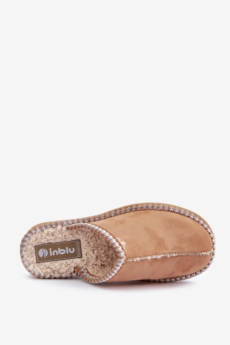 Kapcie Klasyczne|Klapki Damskie Klasyczne>INBLU Obuwie Domowe Kapcie Z Haftem Damskie EY000028 Camel Brązowy