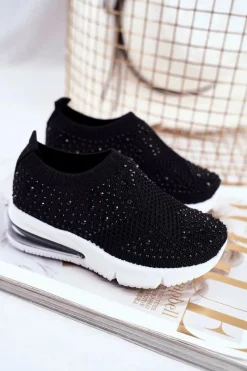 Dziewczęce>Boto Obuwie Sportowe Dziecięce Z Cyrkoniami Czarne Linda