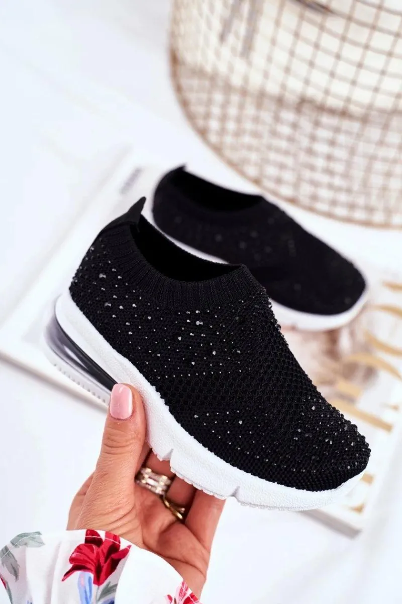 Dziewczęce>Boto Obuwie Sportowe Dziecięce Z Cyrkoniami Czarne Linda