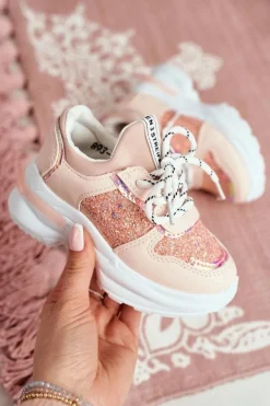 New Boto Obuwie Sportowe Dziecięce z Brokatem Różowe Matylda