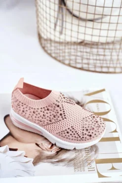 New Boto Obuwie Sportowe Dziecięce Z Cyrkoniami Różowe Linda