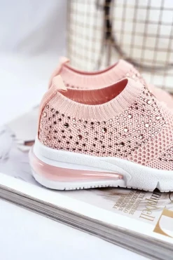 New Boto Obuwie Sportowe Dziecięce Z Cyrkoniami Różowe Linda