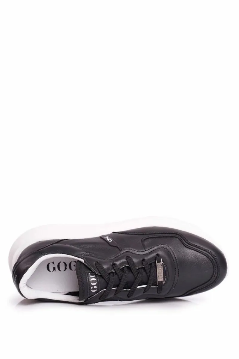 Obuwie Sportowe Męskie>GOE Obuwie Sportowe Męskie Skórzane Czarne FF1N3008
