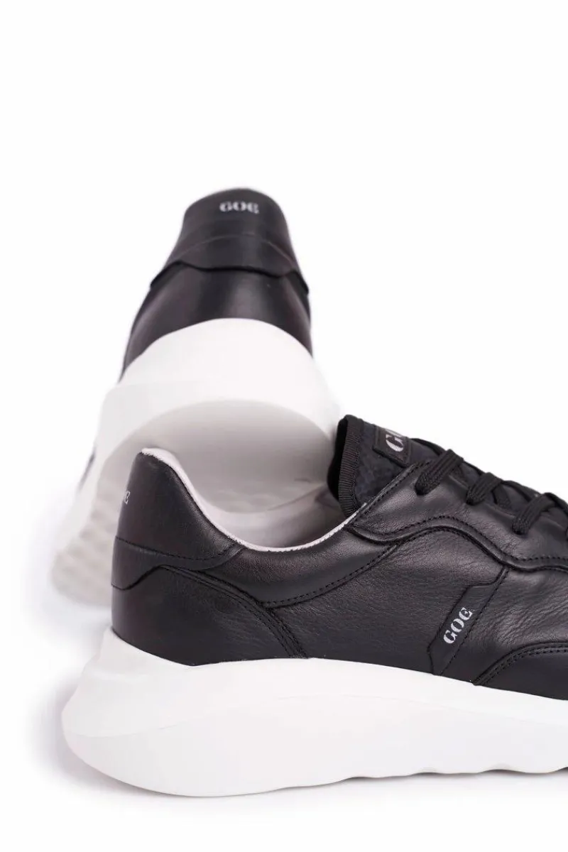 Obuwie Sportowe Męskie>GOE Obuwie Sportowe Męskie Skórzane Czarne FF1N3008