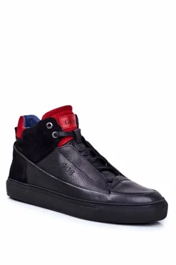 Best GOE Obuwie Sportowe Męskie Skórzane Czarne GG1N3114