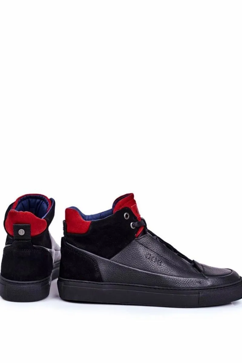 Best GOE Obuwie Sportowe Męskie Skórzane Czarne GG1N3114