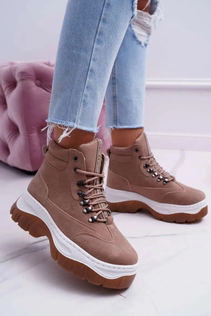 Boto Obuwie Trekkingowe Damskie Trapery Beżowe Greem