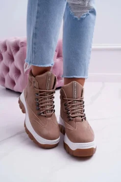 Boto Obuwie Trekkingowe Damskie Trapery Beżowe Greem